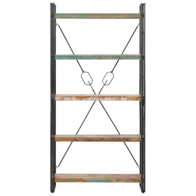 Knjižna omara - Knjižni regal 5-nadstropna 90x30x180cm trden predelan les