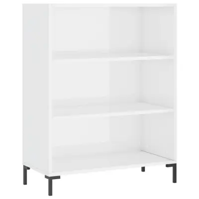 Knjižna omara - Knjižni regal visok sijaj bela 69,5x32,5x90 cm inženirski les