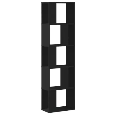 Knjižna omara - Knjižni regal 5-nadstropna črna 45x23,5x162,5 cm inženirski les