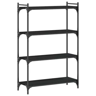 Knjižna omara - Knjižni regal 4-nadstropna črna 80x30x120 cm inženirski les