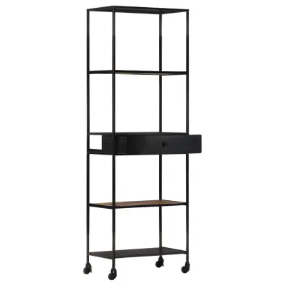 Knjižna omara - Knjižni regal 60x35x180 cm robusten mangov les in železo