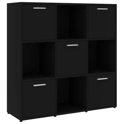 Knjižna omara - Knjižni regal črna 90x30x90 cm iverna plošča