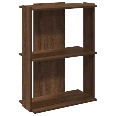 Knjižna omara - Knjižni regal 3-nadstropna rjavi hrast 60x30x80 cm inž. les