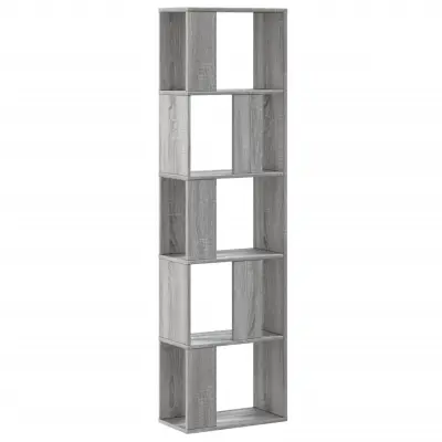 Knjižna omara - Knjižni regal 5-nadstropna siva sonoma 45x23,5x162,5cm inž. les