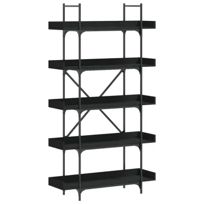 Knjižna omara - Knjižni regal 5-nadstropna črna 100x33x180,5 cm inženirski les