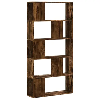 Knjižna omara - Knjižni regal 5-nadst. dimljen hrast 80,5x23,5x162,5cm inž. les