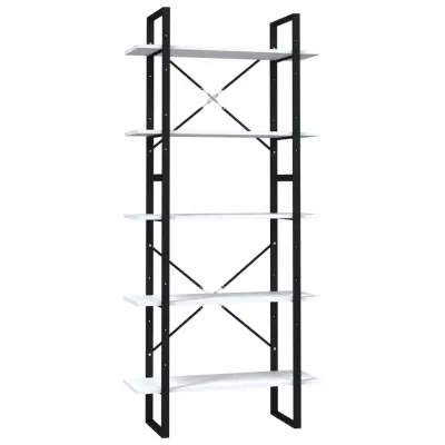 Knjižna omara - Knjižni regal 5-nadstropna bela 80x30x175 cm inženirski les