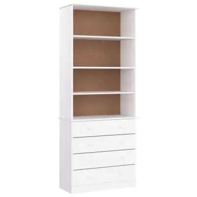 Knjižna omara - Knjižni regal s predali ALTA bela 77x35x186,5 cm trdna borovina
