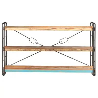 Knjižna omara - Knjižni regal 3-nadstropna 140x30x80 cm trden predelan les