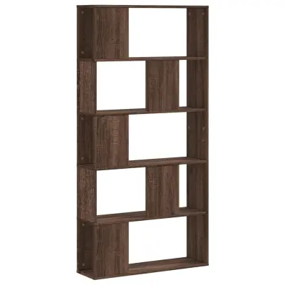 Knjižna omara - Knjižni regal 5-nadstopna rjavi hrast 80,5x23,5x162,5 cm