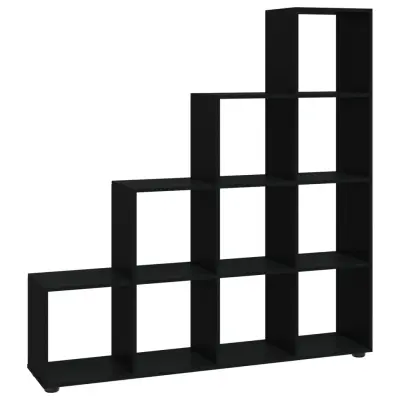 Stopničasta Knjižna omara - Knjižni regal črna 142 cm inženirski les