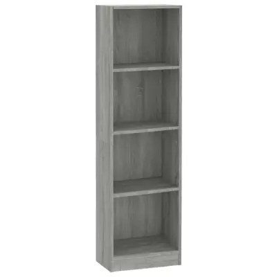 Knjižna omara - Knjižni regal 4-nadstropna siva sonoma 40x24x143 cm inžen. les