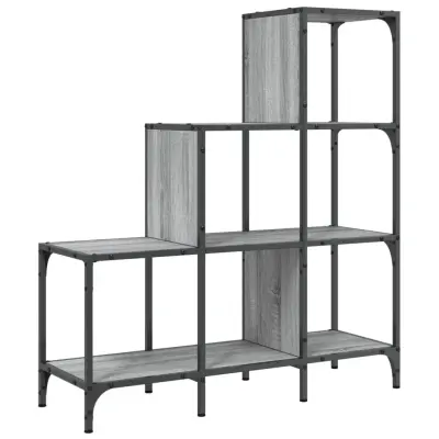 Knjižna omara - Knjižni regal siva sonoma 92x30x102 cm inženirski les in kovina