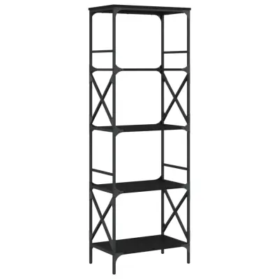 Knjižna omara - Knjižni regal 5-nadstropna črna 59x35x171 cm inženirski les