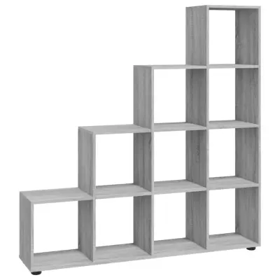 Stopničasta Knjižna omara - Knjižni regal siva sonoma 142 cm inženirski les