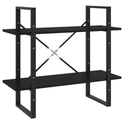 Knjižna omara - Knjižni regal 2-nadstropna črna 80x30x70 cm trdna borovina