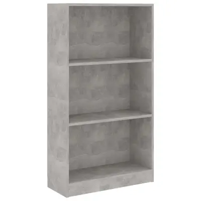 Knjižna omara - Knjižni regal 3-nadstropna betonsko siva 60x24x109 cm