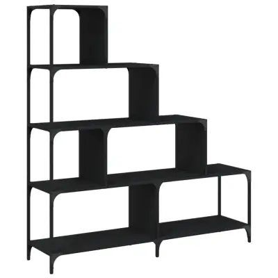 Knjižna omara - Knjižni regal 4-nadstropna črna 139x33,5x149 cm inženirski les