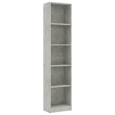 Knjižna omara - Knjižni regal 5-nadstropna betonsko siva 40x24x175cm iverna pl.