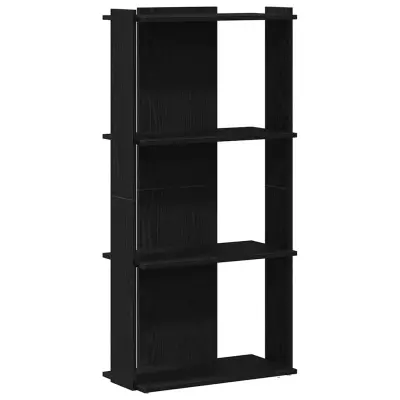 Knjižna omara - Knjižni regal 3-nadstropna črna 60x30x120 cm inženirski les