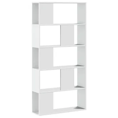 Knjižna omara - Knjižni regal 5-nadstropna bela 80,5x23,5x162,5 cm inž. les