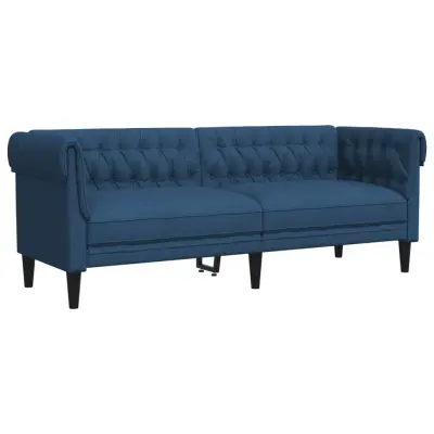 kavč - Sofa - Kanape trosed Chesterfield modra tkanina