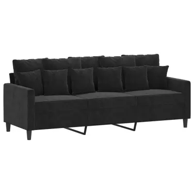 kavč - Sofa - Kanape trosed črn 180 cm žamet