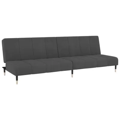 kavč - Sofa - Kanape dvosed z ležiščem temno siv žamet