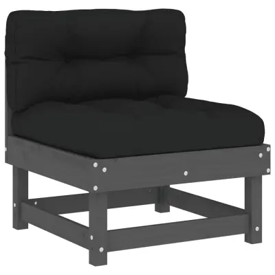 Sredinski kavč - Sofa - Kanape z blazinami siva trdna borovina