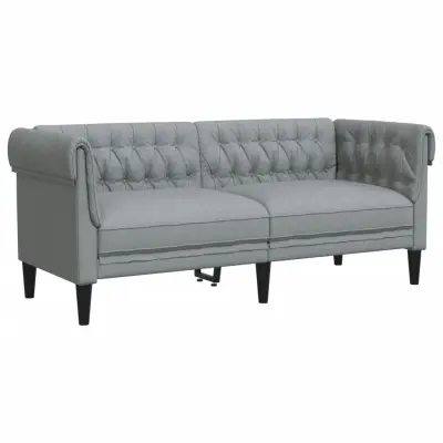 kavč - Sofa - Kanape dvosed Chesterfield svetlo siva tkanina