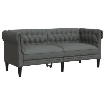 kavč - Sofa - Kanape dvosed Chesterfield temno siva tkanina