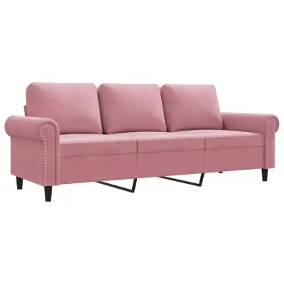 kavč - Sofa - Kanape trosed roza 180 cm žamet