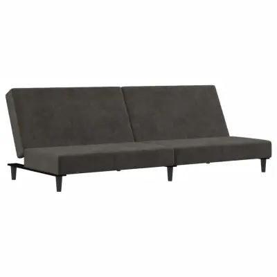 kavč - Sofa - Kanape dvosed z ležiščem temno siv žamet