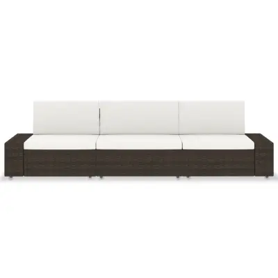 Sekcijski kavč - Sofa - Kanape trosed poli ratan rjav