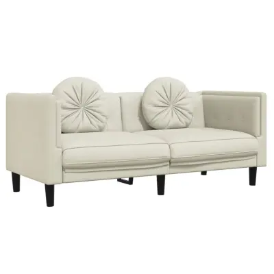 kavč - Sofa - Kanape dvosed z blazinami krem žamet