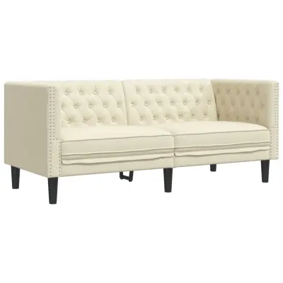 kavč - Sofa - Kanape dvosed Chesterfield krem umetno usnje