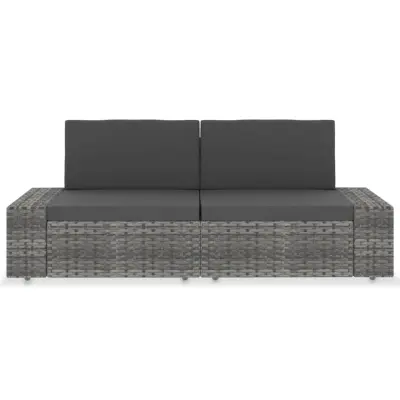 Sekcijski kavč - Sofa - Kanape dvosed poli ratan siv