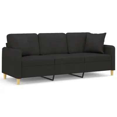 kavč - Sofa - Kanape dvosed z blazinami črn 180 cm blago