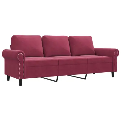 kavč - Sofa - Kanape trosed vinsko rdeč 180 cm žamet