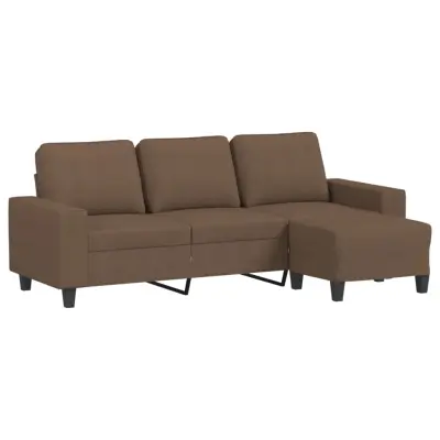kavč - Sofa - Kanape s stolčkom za noge rjav 180 cm blago