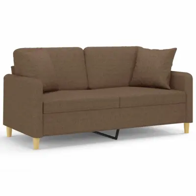 kavč - Sofa - Kanape dvosed z blazinami rjav 140 cm blago