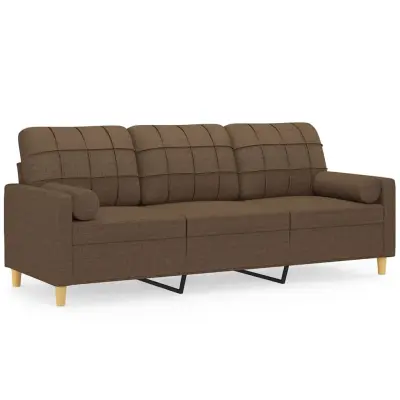 kavč - Sofa - Kanape dvosed z blazinami rjav 180 cm blago