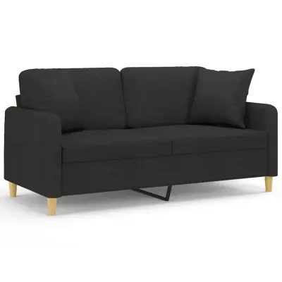 kavč - Sofa - Kanape dvosed z blazinami črn 140 cm blago