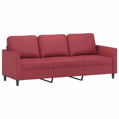 kavč - Sofa - Kanape trosed vinsko rdeč 180 cm umetno usnje