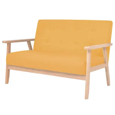 Komplet kavč - Sofa - Kanapeev 2 kosa iz blaga rumene barve