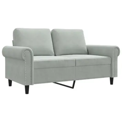 Dvosed kavč - Sofa - Kanape svetlo siv 120 cm žamet