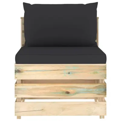 Sekcijski sredinski kavč - Sofa - Kanape z blazinami zelen impregniran les