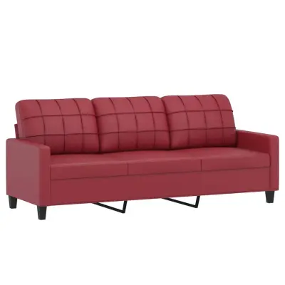 kavč - Sofa - Kanape trosed vinsko rdeč 180 cm umetno usnje