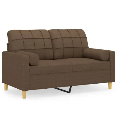 kavč - Sofa - Kanape dvosed z blazinami rjav 120 cm blago