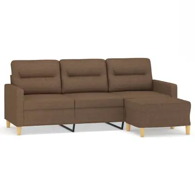 kavč - Sofa - Kanape s stolčkom za noge rjav 180 cm blago